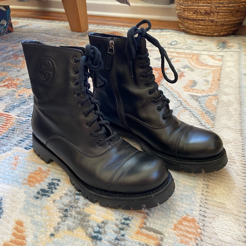 GUCCI leather combat boots